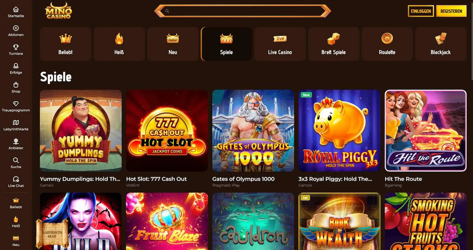 MinoCasino interface